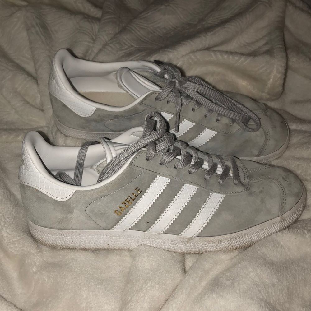Adidas light grey suede gazelles
